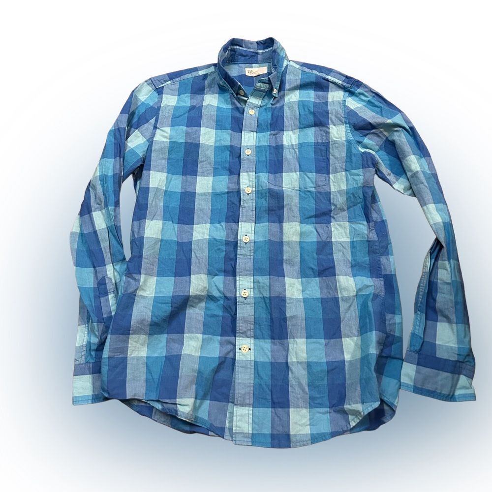 Men’s Gap Blue Plaid Button Down Shirt
